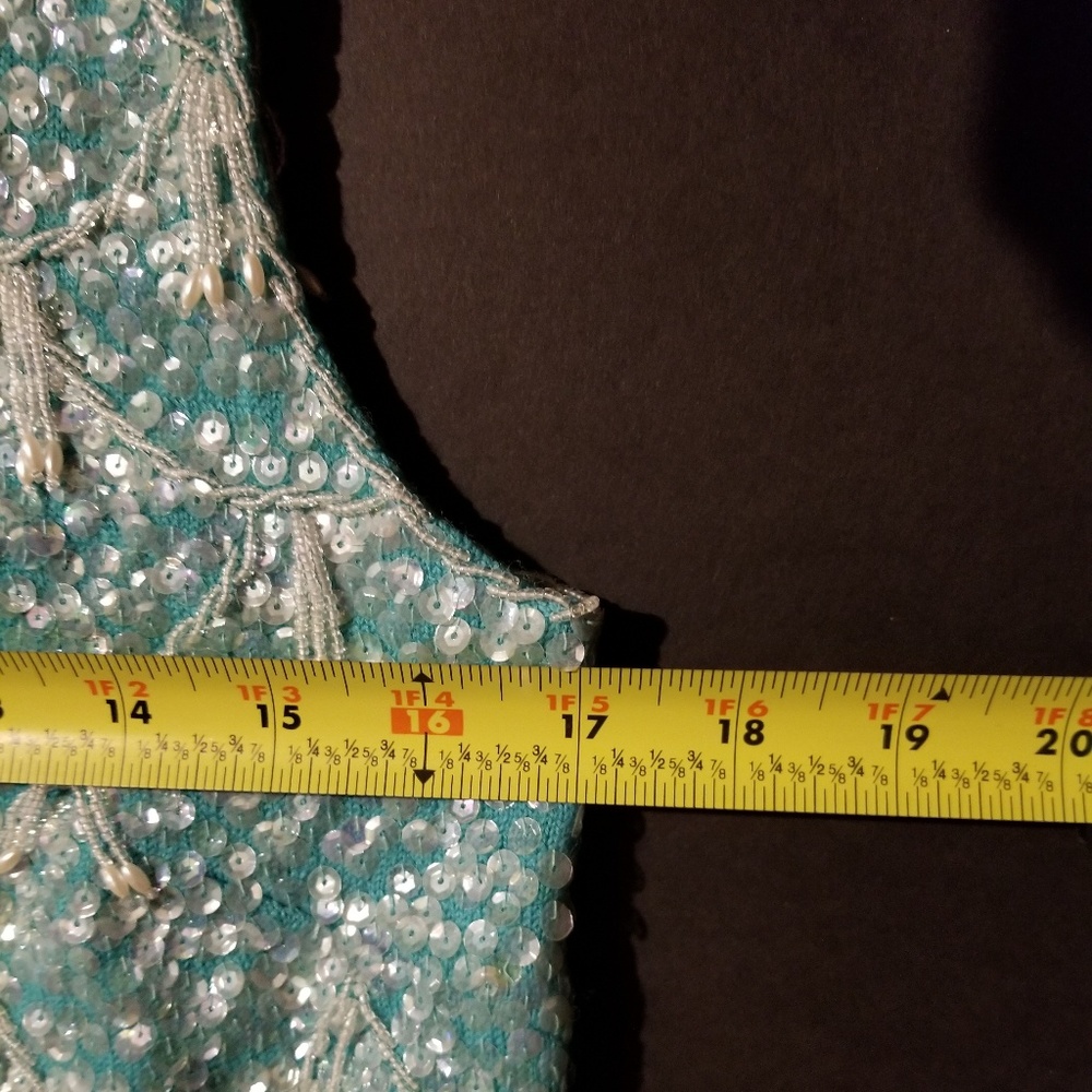 Sequined turquoise top, sleeveless - Picture 6 of 8